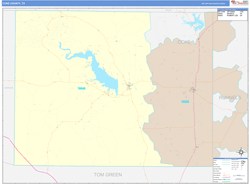 Coke County, TX Wall Map Color Cast Style