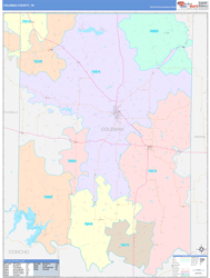 Coleman County, TX Wall Map Color Cast Style