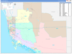 Collier County, FL Wall Map Color Cast Style