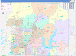 Collin County, TX Wall Map Color Cast Style