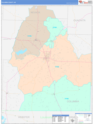 Columbia County, AR Wall Map Color Cast Style
