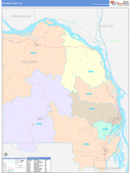 Columbia County, OR Wall Map Color Cast Style