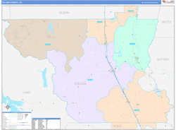 Colusa County, CA Wall Map Color Cast Style