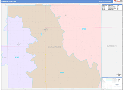 Comanche County, KS Wall Map Color Cast Style