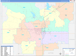 Comanche County, OK Wall Map Color Cast Style