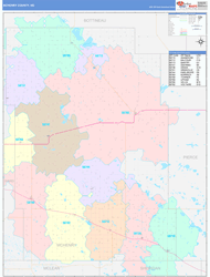 McHenry County, ND Wall Map Color Cast Style