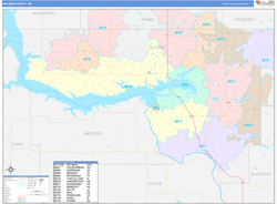 McLean County, ND Wall Map Color Cast Style