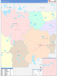 McLeod County, MN Wall Map Color Cast Style