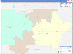 McPherson County, SD Wall Map Color Cast Style