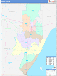Menominee County, MI Wall Map Color Cast Style