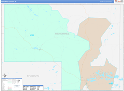 Menominee County, WI Wall Map Color Cast Style