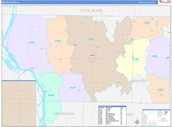 Mercer County, IL Wall Map Color Cast Style