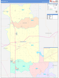 Miami County, IN Wall Map Color Cast Style