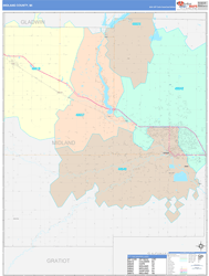 Midland County, MI Wall Map Color Cast Style