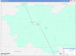 Miller County, GA Wall Map Color Cast Style