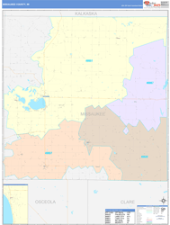 Missaukee County, MI Wall Map Color Cast Style