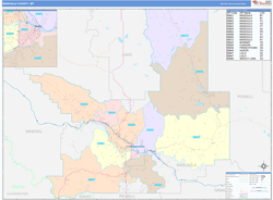 Missoula County, MT Wall Map Color Cast Style