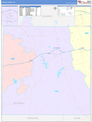 Mitchell County, TX Wall Map Color Cast Style