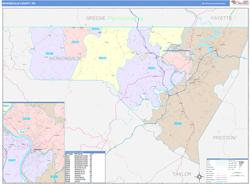 monongalia county wv map wall cast color style