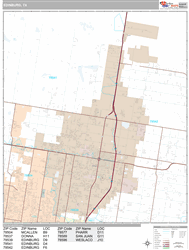 Edinburg Tx On Map Edinburg, Tx Zip Code Wall Map - Premium