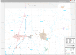 Coles County, IL Wall Map Premium Style