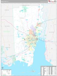 Mobile County, AL Wall Map Premium Style