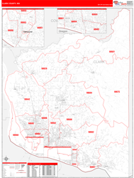 Clark County, WA Wall Map Red Line Style