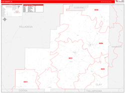 Clay County, AL Wall Map Red Line Style