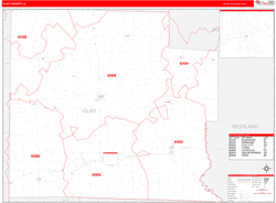Clay County, IL Wall Map Red Line Style