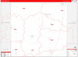 Clinton County, MO Wall Map Red Line Style