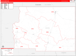 Colfax County, NM Wall Map Red Line Style