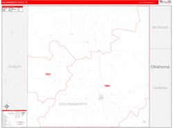 Collingsworth County, TX Wall Map Red Line Style