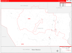 Conejos County, CO Wall Map Red Line Style