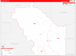 Meagher County, MT Wall Map Red Line Style