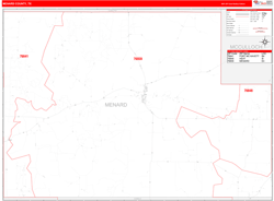 Menard County, TX Wall Map Red Line Style