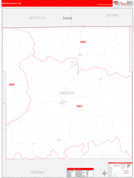 Mercer County, MO Wall Map Red Line Style