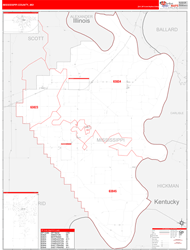 Mississippi County, MO Wall Map Red Line Style