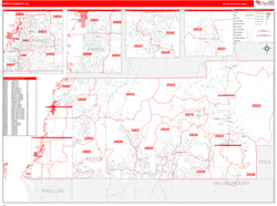 Pasco County Zip Code Map Pasco County, Fl Zip Code Wall Map - Red Line