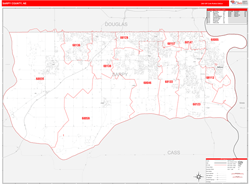Sarpy County Zip Code Map Sarpy County, Ne Zip Code Wall Map - Red Line