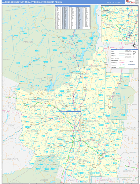 Albany-Schenectady-Troy DMR, NY Wall Map