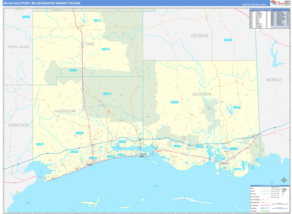 Biloxi-Gulfport DMR, MS Wall Map