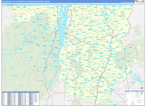 Burlington-Plattsburgh DMR, VT Wall Map