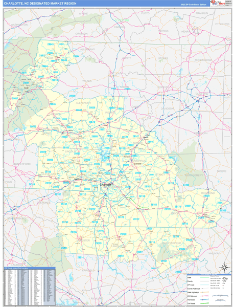 Charlotte DMR, NC Wall Map
