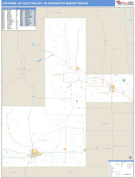 Cheyenne-Scottsbluff DMR, WY Wall Map