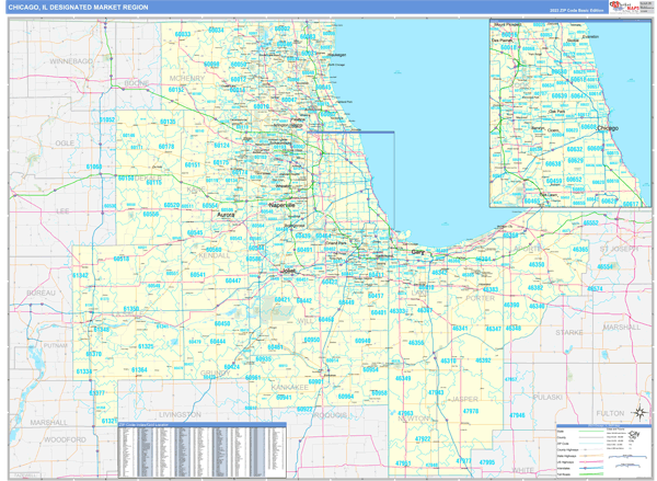Chicago DMR, IL Wall Map
