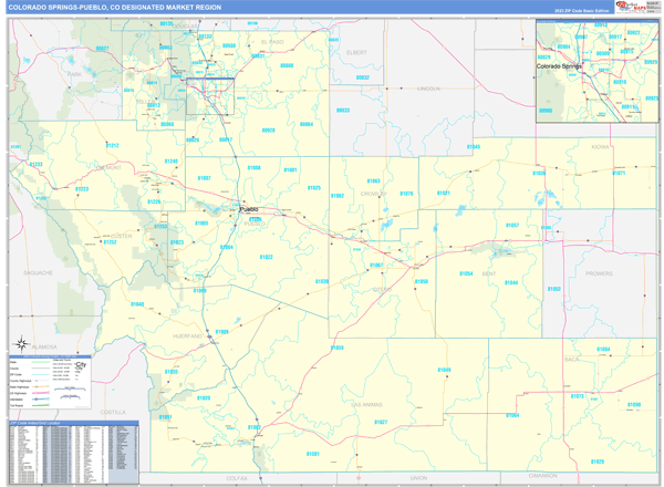 Colorado Springs-Pueblo DMR, CO Wall Map