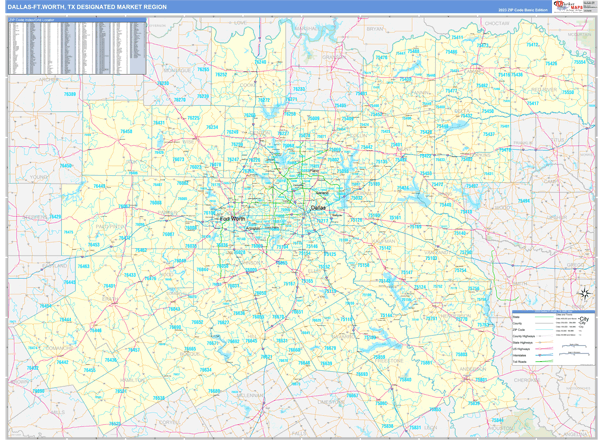Dallas-Ft.Worth DMR, TX Wall Map
