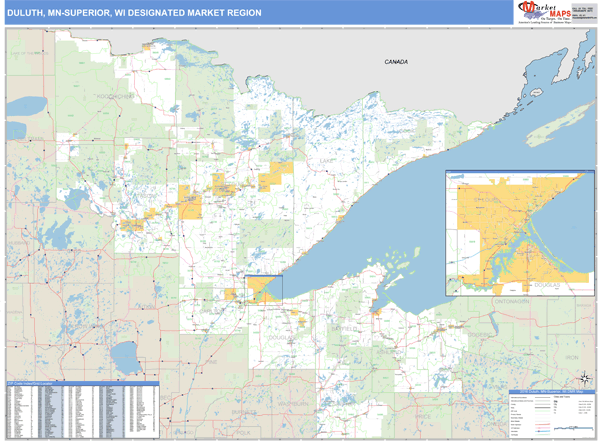 Duluth-Superior DMR, MN Wall Map