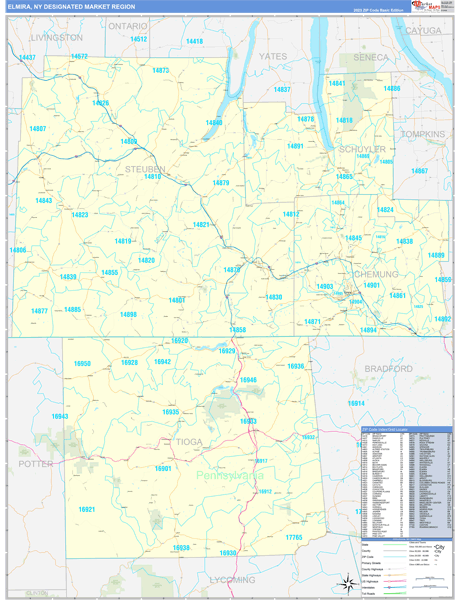 Elmira DMR, NY Wall Map