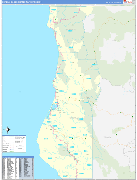 Eureka DMR, CA Wall Map